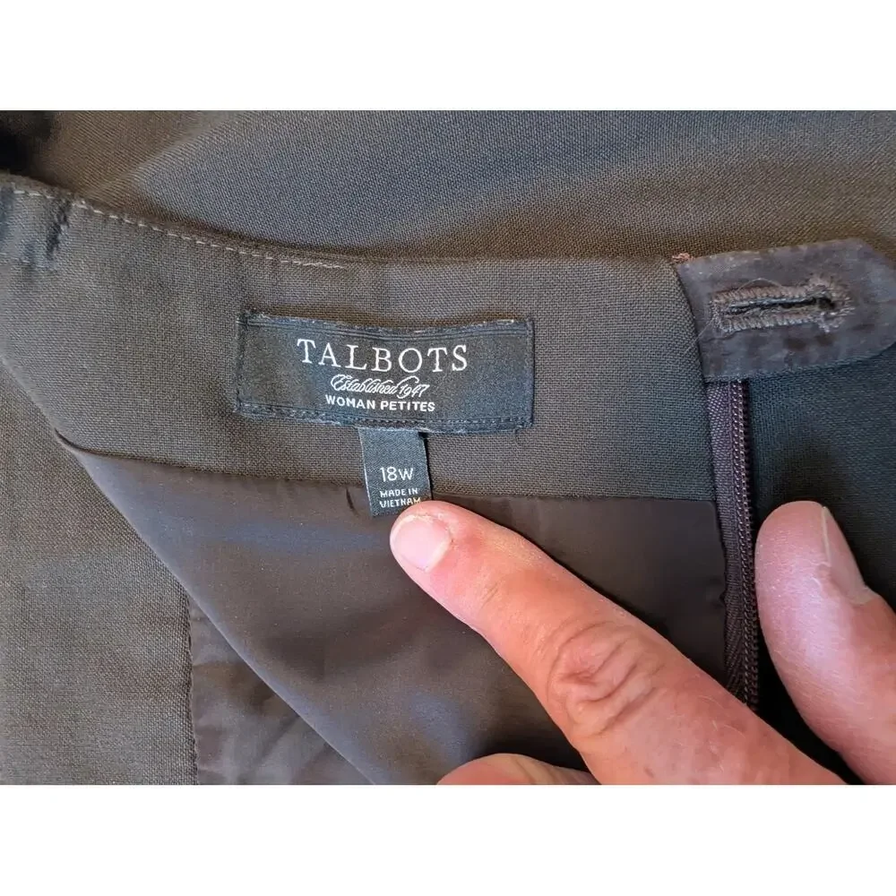 Talbots Woman Petites Size 18WP Dark Brown Pleated Hem Pencil Skirt Office